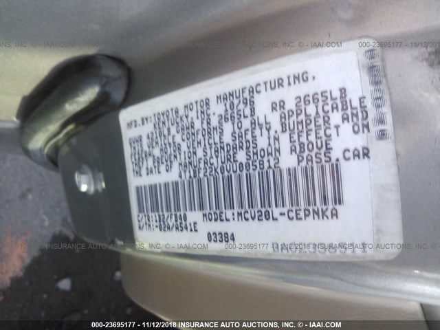 4T1BF22K0VU005812 - 1997 TOYOTA CAMRY CE/LE/XLE GRAY photo 9
