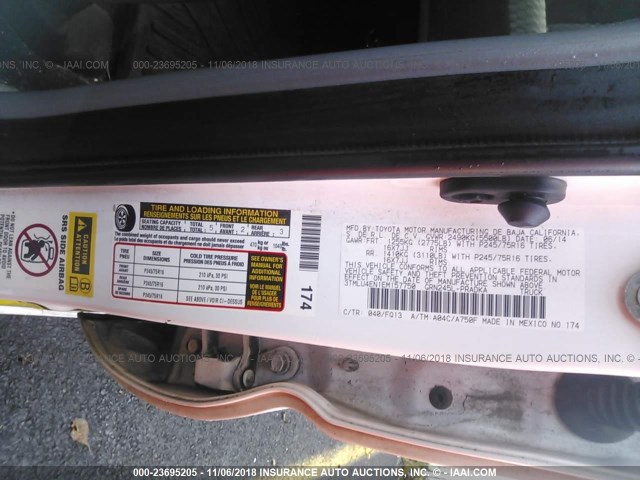 3TMLU4EN1EM157750 - 2014 TOYOTA TACOMA DOUBLE CAB 白色 照片 9