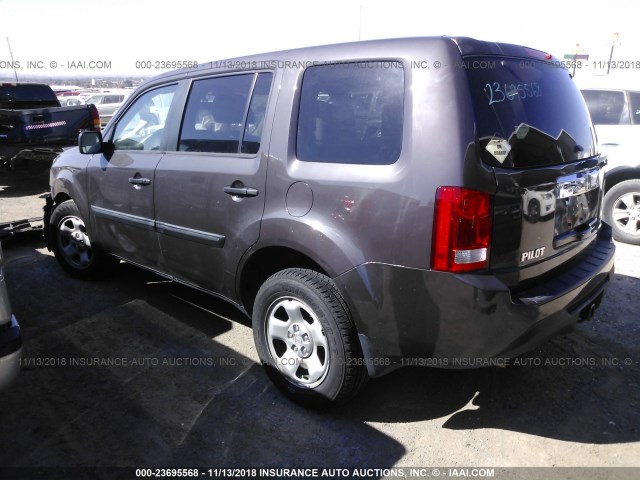 5FNYF4H27EB026716 - 2014 HONDA PILOT LX GRAY photo 3