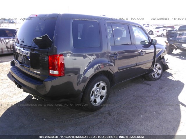 5FNYF4H27EB026716 - 2014 HONDA PILOT LX GRAY photo 4