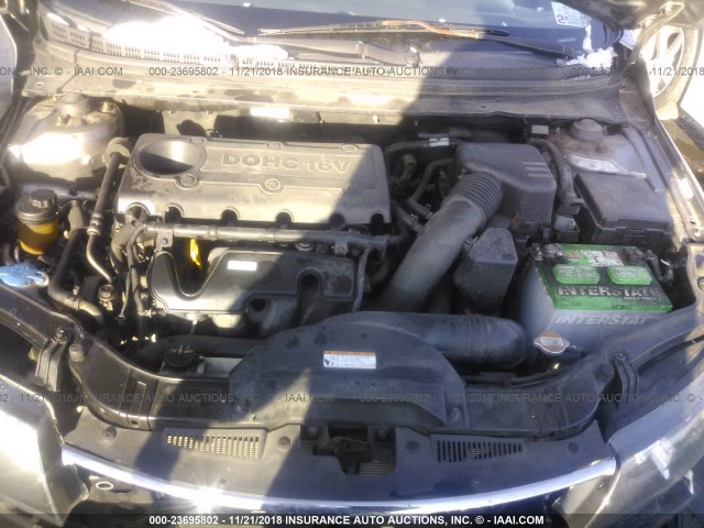 KNAFU4A23A5191727 - 2010 KIA FORTE EX GRAY photo 10