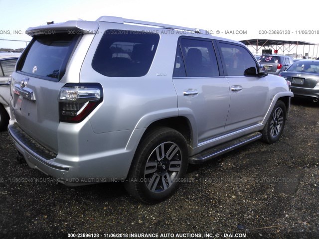 JTEBU5JR8E5165680 - 2014 TOYOTA 4RUNNER SR5/LIMITED/TRAIL SILVER photo 4