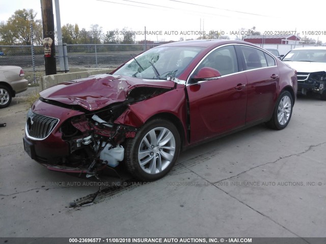 2G4GK5EX2F9247641 - 2015 BUICK REGAL RED photo 2