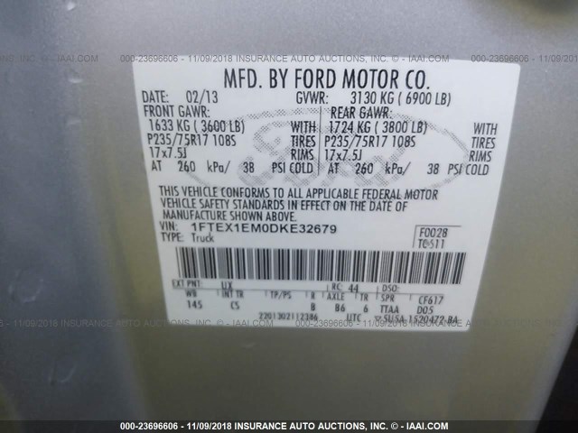 1FTEX1EM0DKE32679 - 2013 FORD F150 SUPER CAB SILVER photo 9