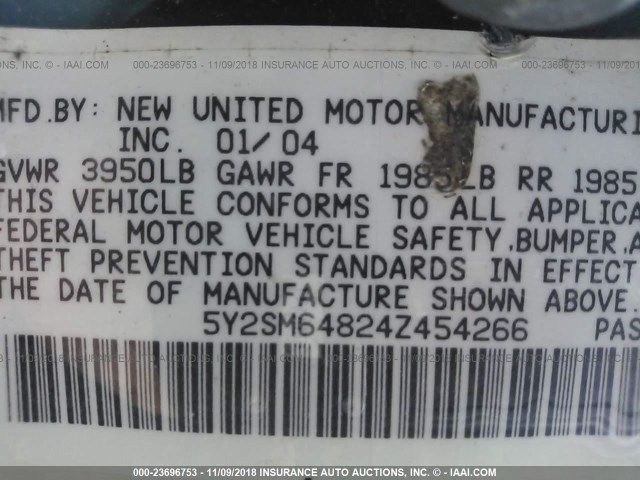 5Y2SM64824Z454266 - 2004 PONTIAC VIBE BLUE photo 9