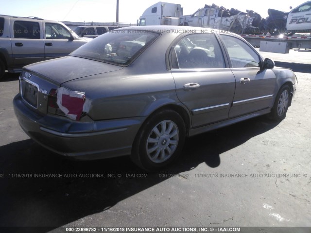 KMHWF35H73A871335 - 2003 HYUNDAI SONATA GLS/LX GRAY photo 4