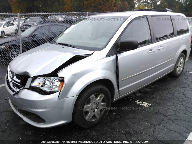 2C4RDGBGXCR190382 - 2012 DODGE GRAND CARAVAN SE SILVER photo 2