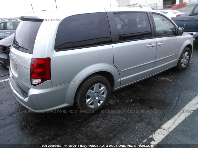 2C4RDGBGXCR190382 - 2012 DODGE GRAND CARAVAN SE SILVER photo 4