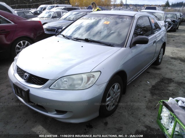 1HGEM22155L046667 - 2005 HONDA CIVIC DX VP SILVER photo 2