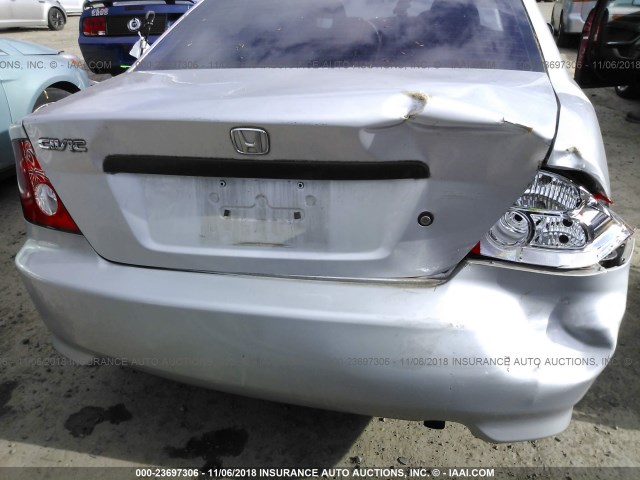 1HGEM22155L046667 - 2005 HONDA CIVIC DX VP SILVER photo 6
