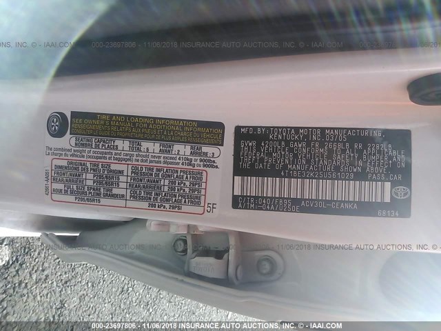 4T1BE32K25U561029 - 2005 TOYOTA CAMRY LE/XLE/SE WHITE photo 8