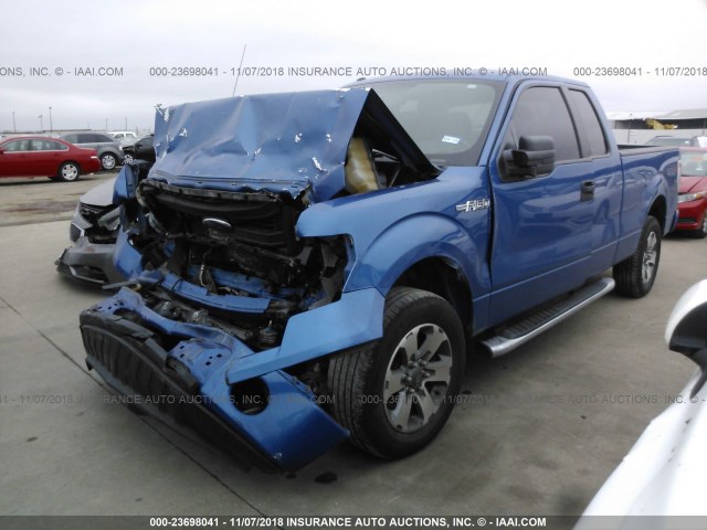 1FTEX1CM3DKG45709 - 2013 FORD F150 SUPER CAB BLUE photo 2