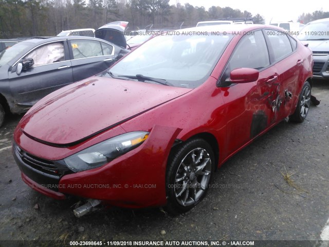 1C3CDFBB4ED902528 - 2014 DODGE DART SXT RED photo 2