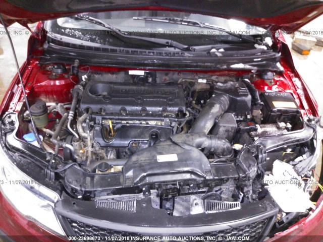 KNAFU6A21A5187851 - 2010 KIA FORTE EX RED photo 10