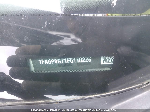 1FA6P0G71F5110226 - 2015 FORD FUSION S ვერცხლისფერი ფოტო 9