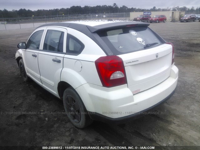 1B3HB28B77D280616 - 2007 DODGE CALIBER WHITE photo 3