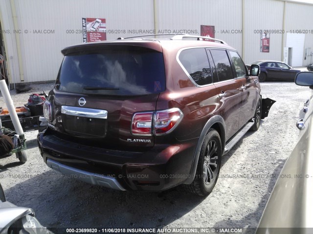 JN8AY2NF3J9331310 - 2018 NISSAN ARMADA PLATINUM ORANGE photo 4