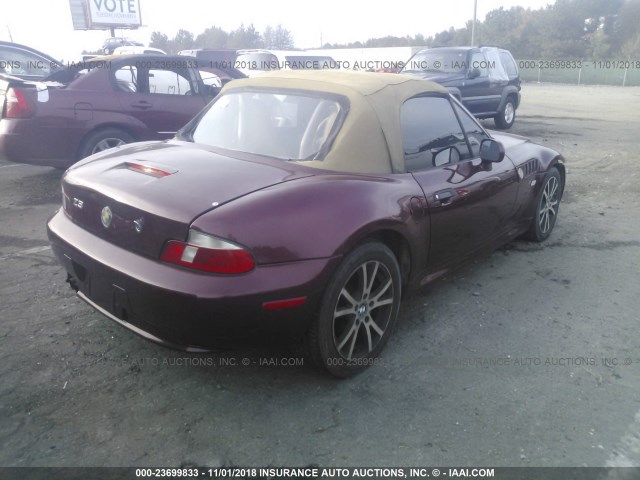 WBACN33401LM00555 - 2001 BMW Z3 2.5 MAROON photo 4