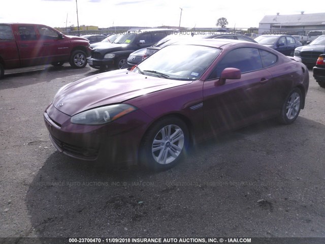 KMHHM66D58U280213 - 2008 HYUNDAI TIBURON GS RED photo 2