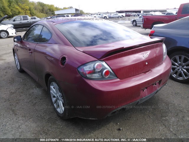 KMHHM66D58U280213 - 2008 HYUNDAI TIBURON GS RED photo 3