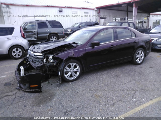 3FAHP0HAXCR406177 - 2012 FORD FUSION SE BURGUNDY photo 2