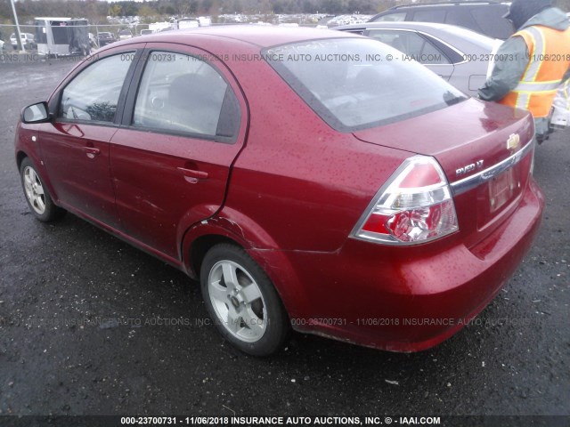 KL1TG56697B160546 - 2007 CHEVROLET AVEO LT RED photo 3