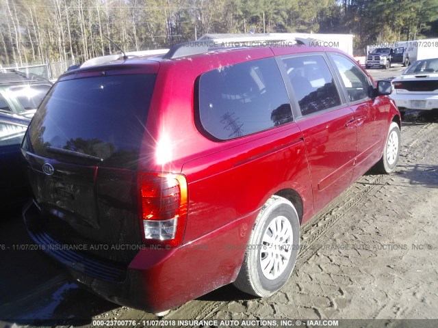 KNDMG4C76C6432638 - 2012 KIA SEDONA LX RED photo 4