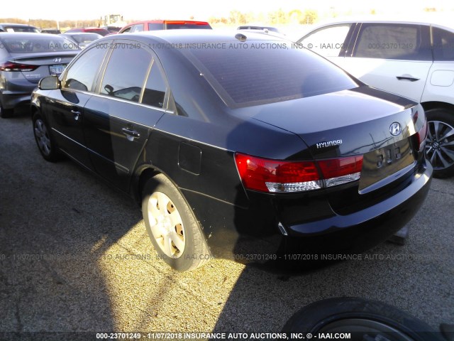 5NPET46C57H252667 - 2007 HYUNDAI SONATA GLS BLACK photo 3