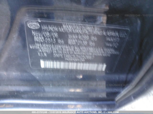 5NPET46C57H252667 - 2007 HYUNDAI SONATA GLS BLACK photo 9