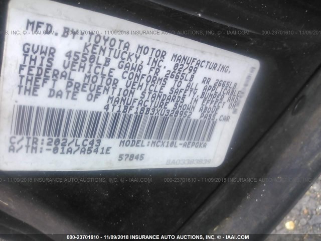 4T1BF18B3XU328952 - 1999 TOYOTA AVALON XL/XLS BLACK photo 9