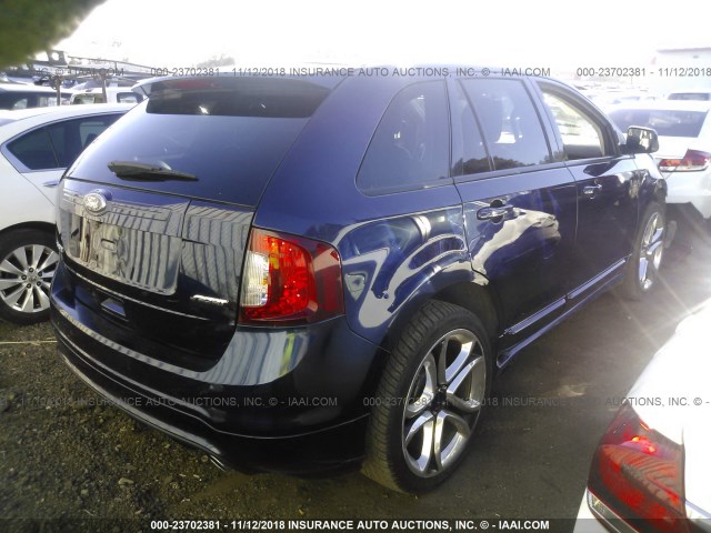 2FMDK3AK2BBA85935 - 2011 FORD EDGE SPORT BLUE photo 4