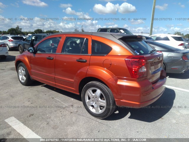 1B3HB48B57D215582 - 2007 DODGE CALIBER SXT ORANGE photo 3