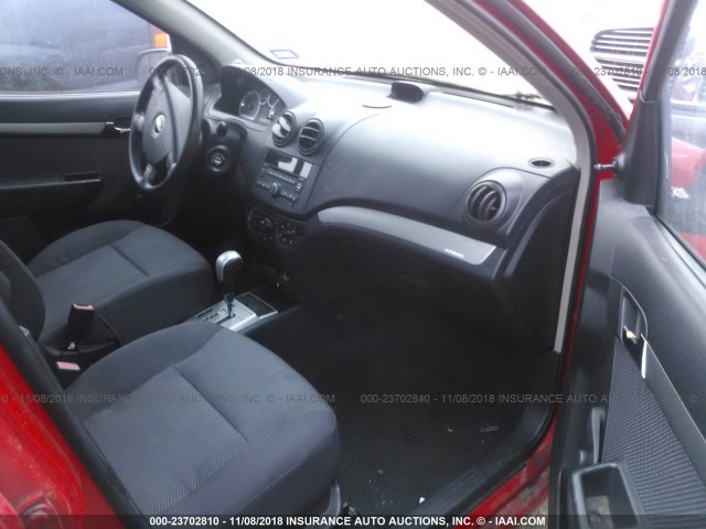 KL1TD56E69B331501 - 2009 CHEVROLET AVEO LS/LT Կարմիր լուսանկար 5