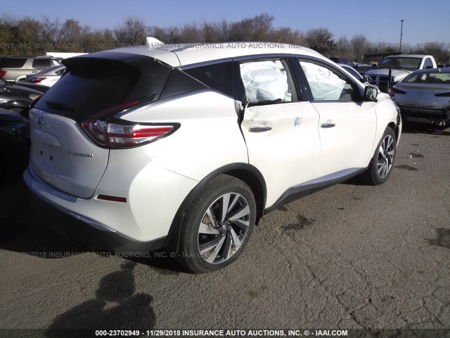 5N1AZ2MGXJN187471 - 2018 NISSAN MURANO S/SL/SV/PLATINUM WHITE photo 4