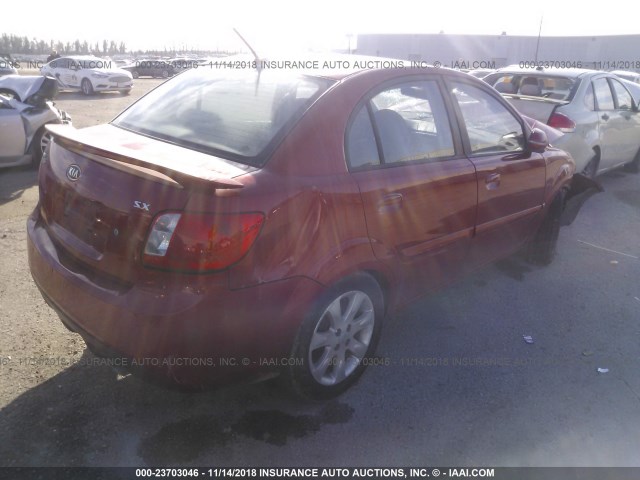 KNADH4A30B6711883 - 2011 KIA RIO LX/SX RED photo 4