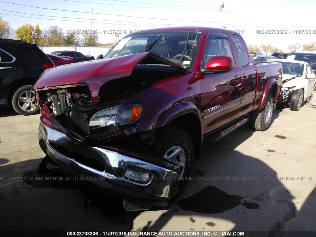 5TBBT4818YS068116 - 2000 TOYOTA TUNDRA ACCESS CAB LIMITED MAROON photo 2