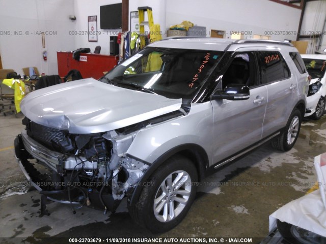 1FM5K7DH5GGB27266 - 2016 FORD EXPLORER XLT SILVER photo 2