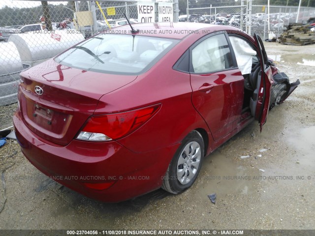 KMHCT4AE0HU290651 - 2017 HYUNDAI ACCENT SE RED photo 4