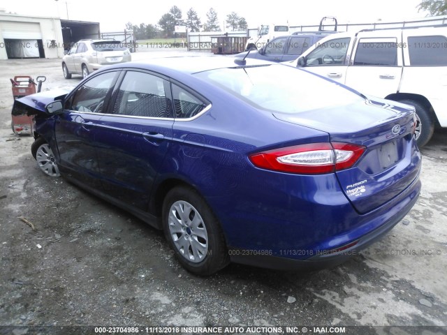 3FA6P0G73DR188601 - 2013 FORD FUSION S BLUE photo 3