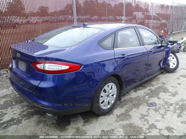 3FA6P0G73DR188601 - 2013 FORD FUSION S BLUE photo 4