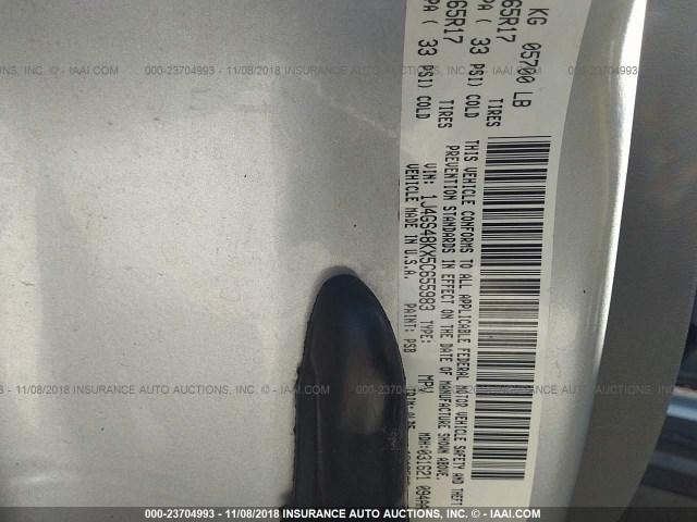 1J4GS48KX5C655983 - 2005 JEEP GRAND CHEROKEE LAREDO/COLUMBIA/FREEDOM 银色 照片 9