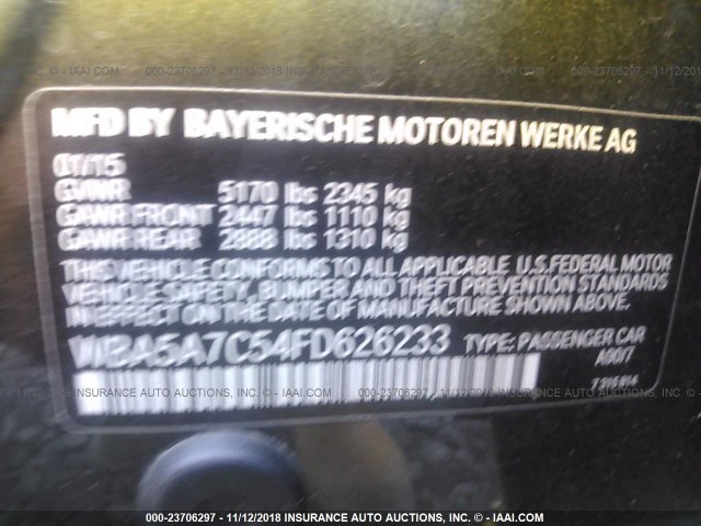 WBA5A7C54FD626233 - 2015 BMW 528 XI BLACK photo 9