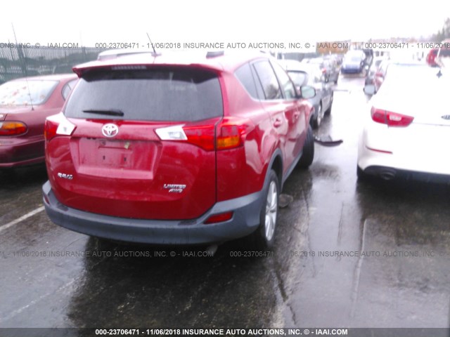 2T3DFREVXEW222945 - 2014 TOYOTA RAV4 LIMITED RED photo 4