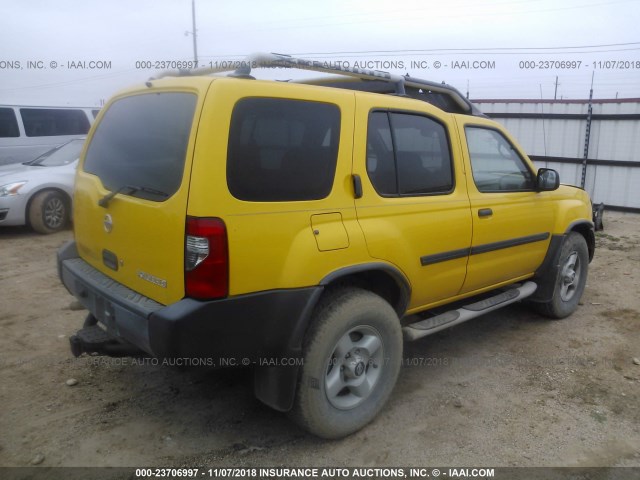 5N1ED28T72C592269 - 2002 NISSAN XTERRA XE/SE YELLOW photo 4