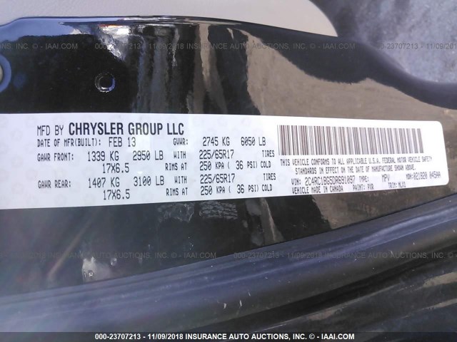 2C4RC1BG5DR691097 - 2013 CHRYSLER TOWN & COUNTRY TOURING BLACK photo 9