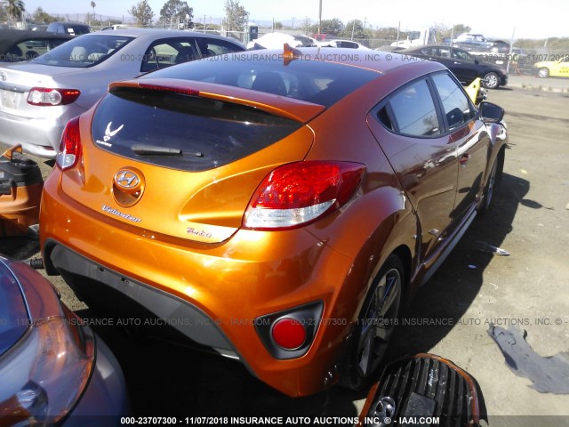 KMHTC6AE4DU136398 - 2013 HYUNDAI VELOSTER TURBO ORANGE photo 4