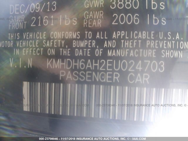 KMHDH6AH2EU024703 - 2014 HYUNDAI ELANTRA COUPE GS/SE BLUE photo 9