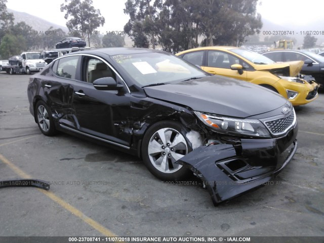 KNAGN4AD5E5075048 - 2014 KIA OPTIMA HYBRID BLACK photo 1