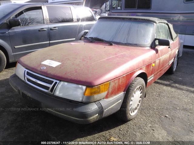 YS3AT76L4K7003461 - 1989 SAAB 900 RED photo 2