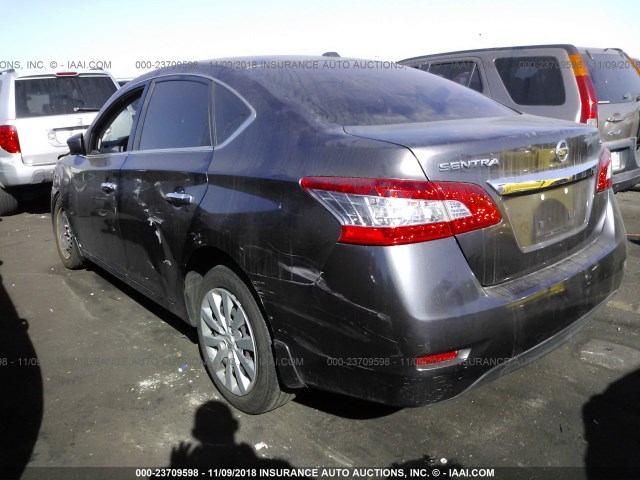 3N1AB7AP3FY293333 - 2015 NISSAN SENTRA S/SV/SR/SL GRAY photo 3